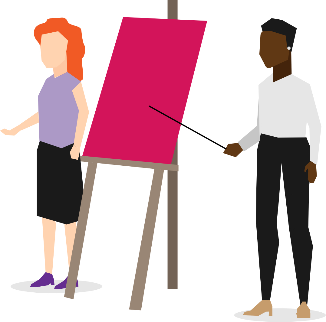 Illustration of 2 women giving presentation