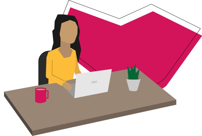 Illustration of women working at desk